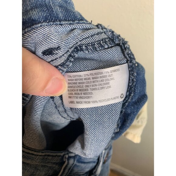 Cherokee Denim Overall Shorts Cut Off Retro Y2K Casual Summer Girls Size Large - Picture 5 of 5